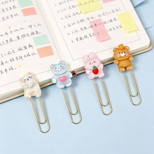 <b>Cute</b> Animal <b>Bear</b> Paper Clip 50 Mm Metal Pvc Soft Rubber Student Office Stationery Bookmark Creative Cartoon Design - Product Image 4