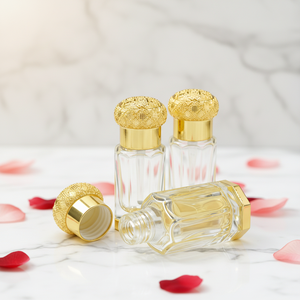 럭셔리 아라비안 아타르 병 3ml/6ml/12ml 팔각형 유리병, 금색 아연 합금 캡 포함, 에센셜 오일 향수 샘플용 스틱 포함 - Product Image 4