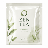Sachets d'emballage personnalisés pour petits sachets de thé, qualité alimentaire, pochette plate à 3 soudures latérales avec ouverture facile