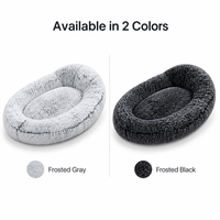 Lit pour chien Fancie Giant Oval, en fourrure longue et pelucheuse, avec éponge haute densité, gris, coussin profond, housse lavable, base antidérapante, pour grands chiens