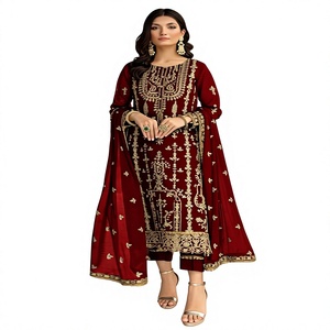 Salwar Kameez de Georgette Sintética de Alta Calidad con Bordados y Lentejuelas para Mujer, Ropa de Fiesta de Secado Rápido, Disponible en Stock - Product Image 1