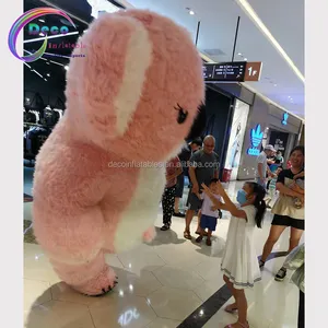 Fantasia inflável gigante de coala, traje de koala inflável rosa/cinza agradável