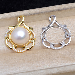 Pendentif en argent S925 avec motif floral et perle Mabe 15,2-15,4 mm, accessoires de bijoux DIY, ton or et argent - Product Image 4
