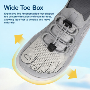 Chaussures de sport respirantes pour enfants JINCHEN, pieds nus, large boîte à orteils, 0 drop, plates, tricotées, à enfiler, éclairées - Product Image 2