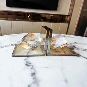 Lujo Cristal Precio al por mayor Oficina en casa <span class=keywords><strong>Estilo</strong></span> contemporáneo Sujetalibros de lujo Decoración de mesa - Product Image 5