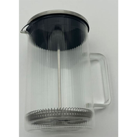 Cafetière à piston en verre borosilicate résistant à la chaleur, acier inoxydable argenté, design contemporain pour hôtel et restaurant