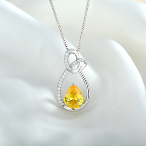 Collana con ciondolo simbolo infinito in argento 925 rodiato da donna con più colori accenti di pera CZ - Product Image 5