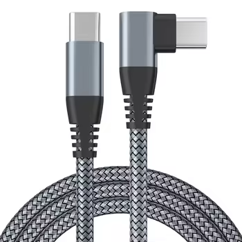 2026 New Arrival Aluminum Alloy Nylon Braided 60w Fast Charging 90 Degree Type C to Type C Data Cable Data Cables Wholesale