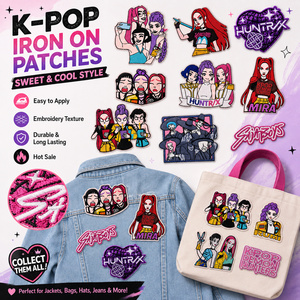 Parches Termoadhesivos de Alta Densidad y Durabilidad con Diseño de Chica <span class=keywords><strong>Anime</strong></span> Estilo Kpop Cazadora de Demonios, Listos para Enviar, para Bolsas, Sombreros y Prendas DIY - Product Image 4