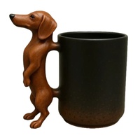 Tasse à café créative en résine, figurine artistique Teckel à thème animalier, artisanat, décoration de bureau et de maison, cadeau