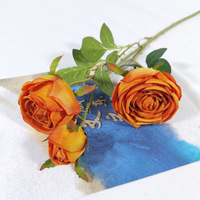 Fleur de Rose artificielle de Style populaire 3 têtes fleurs de Rose de soie pour la maison événements de Noël Graduation décorations d'halloween