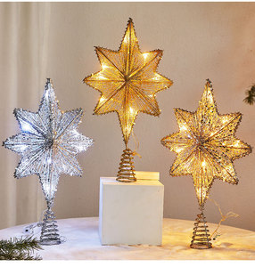 Usine <span class=keywords><strong>De</strong></span> Noël LED Or Fer Arbre Topper Étoile Écologique Lumineux 2AA Batterie Arbre <span class=keywords><strong>De</strong></span> Noël Décoration Ornement <span class=keywords><strong>De</strong></span> Noël - Product Image 1