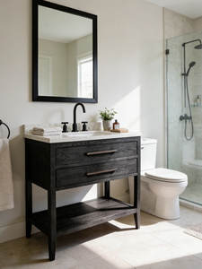 Custom ized White Single Hole Classic Waschtisch Waschbecken Waschbecken Quadrat Kleine Lagerung Wasserdichter Badezimmers chrank - Product Image 4