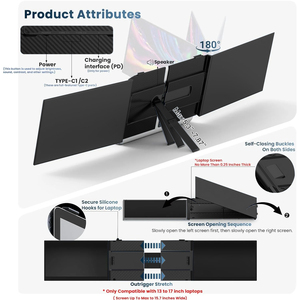 Nhà máy trực tiếp OEM ODM kwumsy ba màn hình máy tính xách tay màn hình Extender siêu mỏng 14 "FHD 1080p ba màn hình di động cho máy tính xách tay - Product Image 4