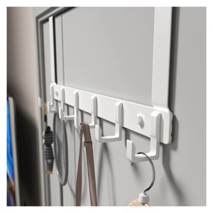 Gray Aluminum Alloy <b>Over</b> <b>the</b> <b>Door</b> <b>Hook</b> Rack 6 <b>Hook</b> No Drill Wall Mounted Organizer for Coat Hat Towel Bag - Product Image 4
