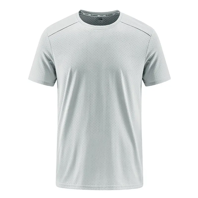 T-shirt in seta di ghiaccio Quick Dry T-shirt a maniche corte allentata per uomo sportivo traspirante in tinta unita
