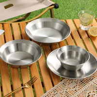 Ensemble de vaisselle de luxe en acier inoxydable avec assiettes, bol à mélanger, bol à soupe et bol de service