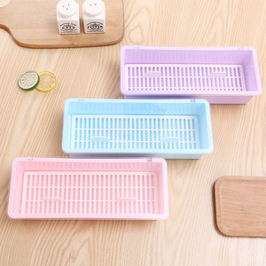 Draining Cutlery Storage Box With Lid Plastic Chopstick Holder Kitchen Organizing Rack Square Shape Dustproof Multipurpose M - Product Image 1