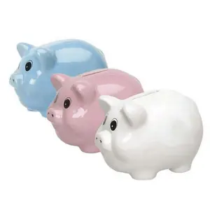 陶瓷小猪铸造钱币银行盒