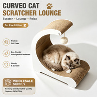 Griffoir pour chat en carton ondulé en forme de demi-lune verticale, avec boule de griffage, robuste et durable, jouet d'escalade pour chat