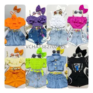 2024 Factory Price China Supplier Girls Jean Skirt Summer Kids Clothes Set Cute Girl'S Suit