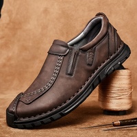 Chaussures pour hommes, bottes antidérapantes, mocassins cousus, semelle souple, respirantes, plates, faites à la main, taille 48, habillées