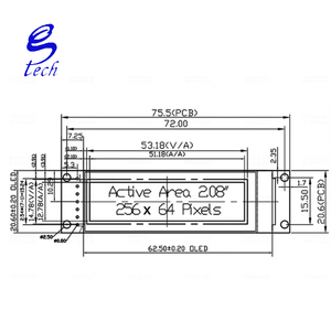 ราคาดี หน้าจอ OLED LCD ขนาด 2.08 นิ้ว SH1122 จอขนาดเล็ก 256x64 โมดูลแสดงผล 7 พิน หน้าจอขาวดำ SPI - Product Image 4