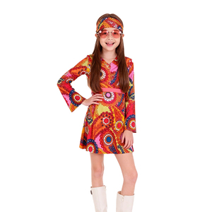 Conjunto de Ropa Hippie Vintage para Niñas, Vestidos de Poliéster con Diadema, Estilo Años 60 y 70, Cómodo - Product Image 3