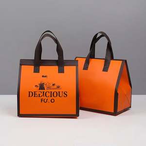 <b>Hot</b> Beverage & Food Takeaway Cooler Bags Disposable Non-Woven Aluminum Foil Insulation for <b>Lunch</b> Milk Tea Coffee Letter Pattern - Product Image 2