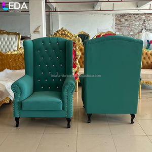 LEDA Vente en gros de fauteuils de canapé en velours vert trône royal luxueux et abordables, fauteuils de canapé simples à dossier haut, fauteuils de roi - Product Image 1