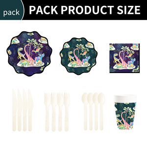 Assiettes, gobelets et serviettes en papier jetables à thème animal dinosaure DAMAI avec un ensemble de vaisselle mignon pour les fournitures de fête - Product Image 6