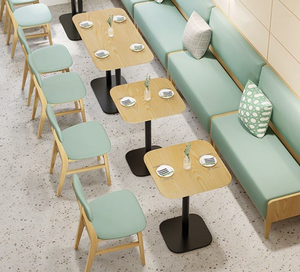 ชุดโต๊ะรับประทานอาหารไม้เนื้ออ่อนสไตล์โมเดิร์นสำหรับร้านอาหาร บาร์ โรงแรม คาเฟ่ ห้องนั่งเล่น ล็อบบี้ วิลล่า; โต๊ะและเก้าอี้แบบแผง - Product Image 5