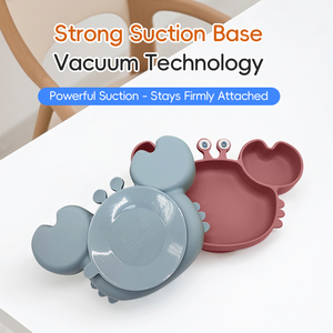 Cute <b>Crab</b> Shape Silicone Baby Feeding Set 6 Pieces Eco Friendly Non Toxic BPA Free Plate Fork Spoon Dishwasher Safe - Product Image 4