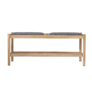 New Design Indoor Modern <strong>Oak</strong> Solid Ash Wood <strong>Storage</strong> Footstool Rattan Woven <strong>Bench</strong> With Shoe Cabinet - Product Image 4