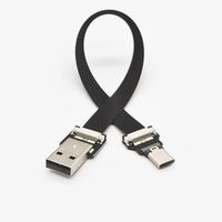 Cable plano de conexión PCB con adaptador micro USB-C FPV de 5 pines, doble ángulo, cobre estañado
