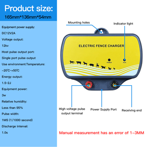 Electrificador de Cercas Eléctricas Personalizable por el Fabricante, Entrada de 12V, Salida de 12KV, 2 Joules, Dispositivo de Protección para Ganado - Product Image 4