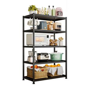 Multi Functional Kitchen Storage Rack 4 Layers Metal Floor Standing Wall Mounted Shelving Unit For <b>Microwave</b> Oven Fruits - Product Image 3