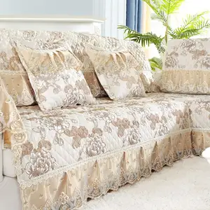 Luxury Sofa Cover European Style Embroidered Sofa Cover European Style Sofa cloth Lace Cushion Covers Elastic