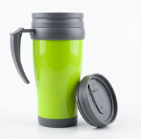 Thermos à café de voyage en plastique à double paroi de haute qualité, gobelets personnalisés avec poignée amovible, isolés pour les boissons chaudes et froides