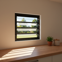Fenêtre à persiennes en verre fixe moderne, fenêtre de ventilation en alliage d'aluminium résistant aux UV avec design de lames hautement transparentes