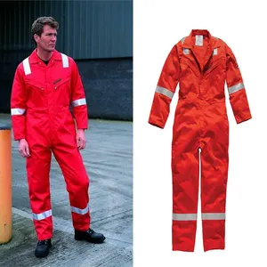 Safety Protective Fireproof flame retardant 100 Cotton Red Work Coveralls work suit work clothes