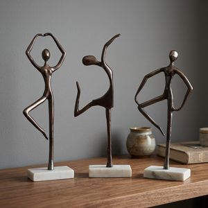 Jaffs Exports Modern Aluminum Bronze Finish High Quality Eco-Friendly <b>Figurative</b> Sculptures Set 3 Contemporary Artistic Tabletop - Product Image 3