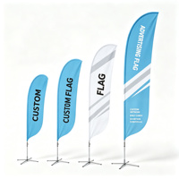 Drapeau plume personnalisé robuste avec logo imprimé sur mesure pour salon professionnel extérieur et base de drapeau Swooper