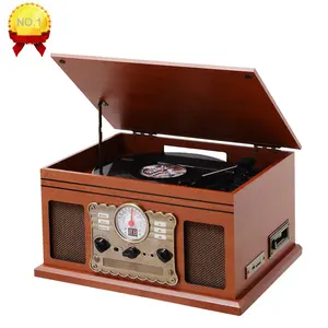USA Europe market hotsell Retro Turntable Built in Speakers 3 Speed Record Player USB Bluetooth AM FM Radio Tape USB SD Play