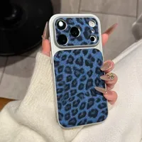 Coque de téléphone antichoc en cuir effet léopard pailleté compatible avec iPhone 11 12 13 14 15 16 17 Pro Max Plus Air