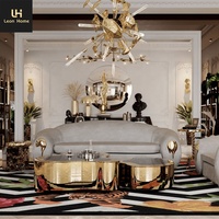 Hot Sale Hochglanz Edelstahl Luxus Unregelmäßig Modern Schwarz Gehärtetes Glas Couch tisch Set