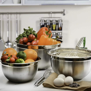 Nhà máy trực tiếp bán đánh bóng gương đa chức năng Bát salad thép không gỉ lớn trộn bát đặt với bìa - Product Image 2