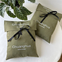 Sac à poussière en coton naturel écologique avec rabat pour vêtements, sac d'emballage personnalisé avec logo imprimé pour chaussures, robes, oreillers, sac enveloppe en lin avec nœud