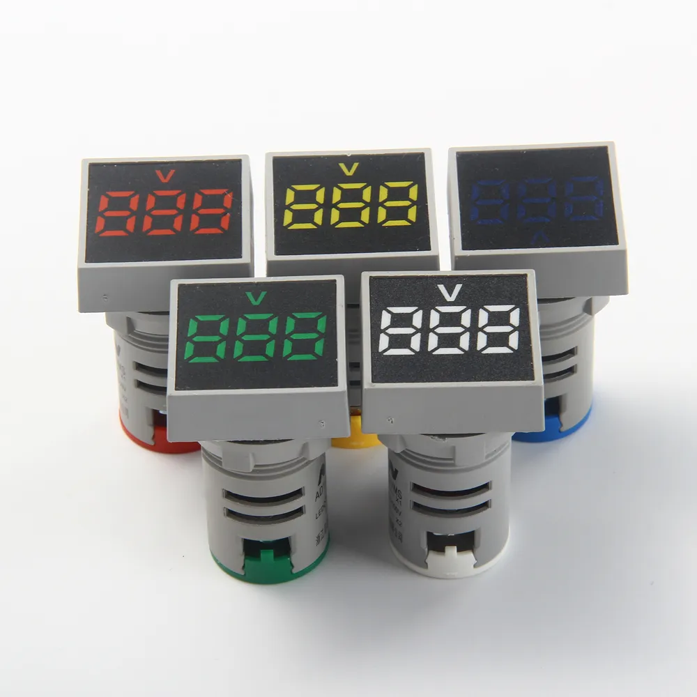 Voltímetro Digital de CA, AD101-22VMS, 22mm, 20-500V, rojo, verde, amarillo, miniindicador de luz LED