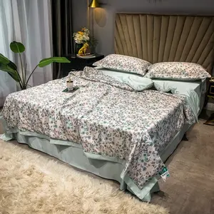 Großhandel Luxus Seide Bettwäsche Tröster Sets, 4 Stück Cool Feeling Sommer Verwenden Sie dünne Quilt Bettlaken Bettwäsche Set/